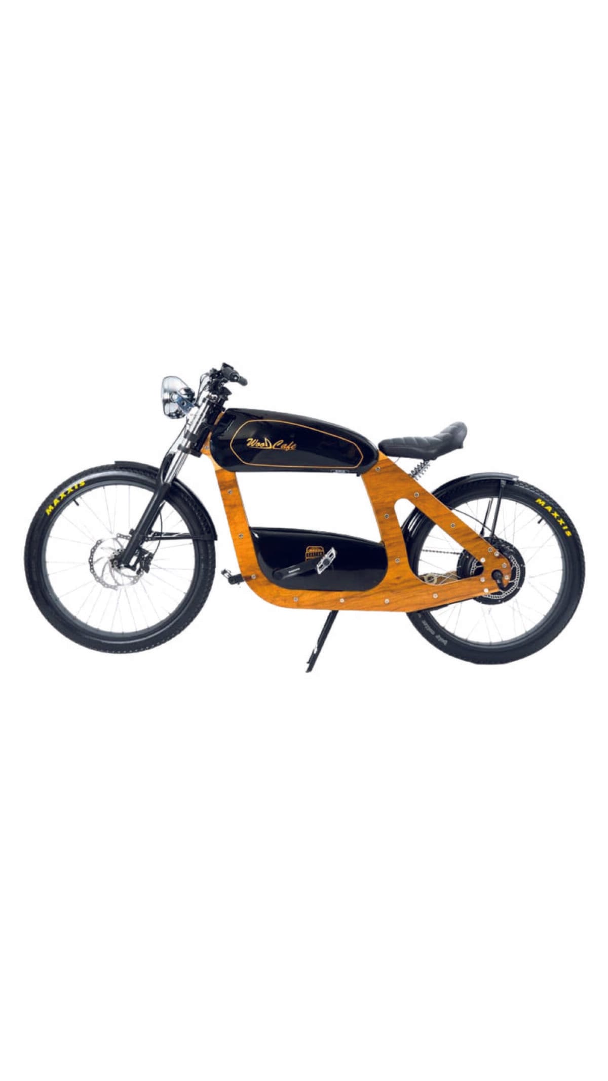 Bicicleta eléctrica WOOD CAFÉ CTM de Custom Bike — perfil Café Racer