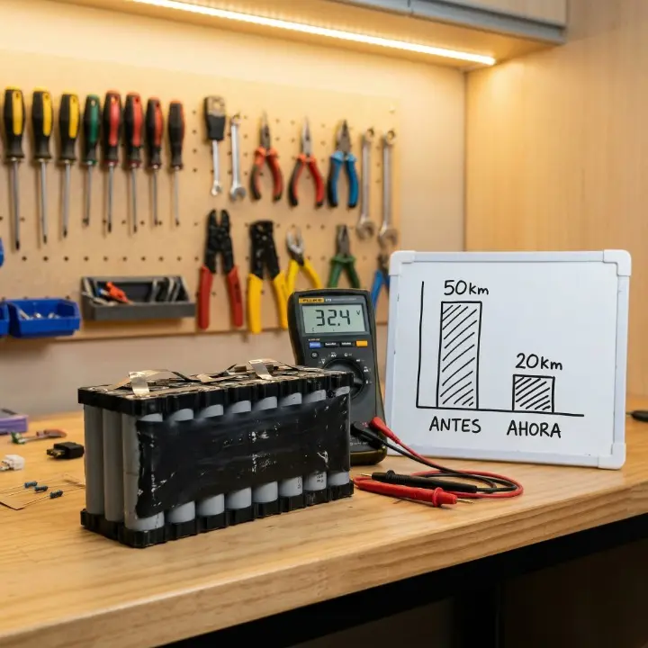 batería da menos kilómetros.Comparativa de autonomía antes y después de Re-cell de batería de litio en E-Bikes Argentina Mendoza
