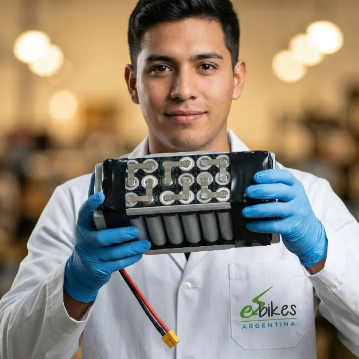 Reparar batería de litio. Vista del laboratorio técnico de baterías de litio E-Bikes Argentina en Mendoza Argentina