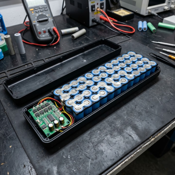 Técnico de E-Bikes Argentina revisando batería de litio de monopatín Xiaomi en laboratorio de Mendoza