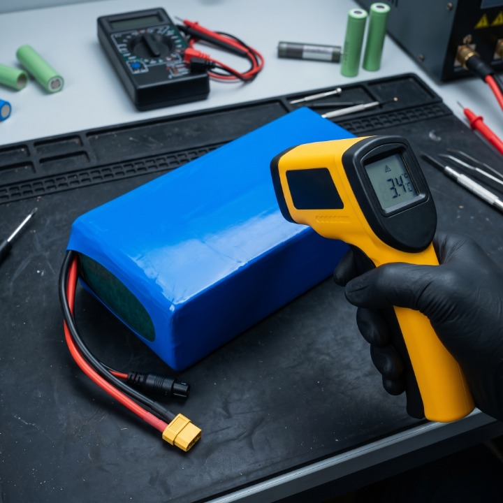 Batería de litio en invierno en diagnóstico en laboratorio E-Bikes Argentina Mendoza