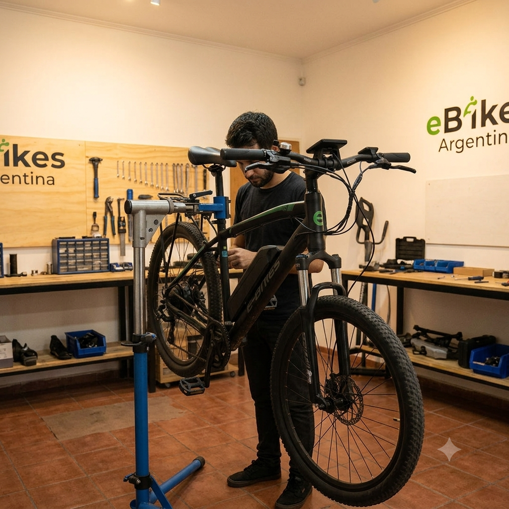 Instalar el kit eléctrico de una bicicleta con herramientas, taller E-Bikes Argentina Mendoza