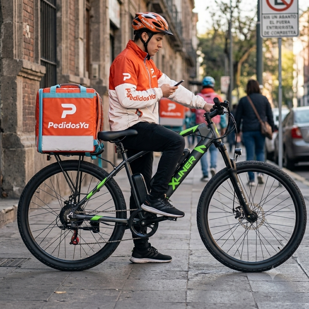 Kit eléctrico para delivery con motor de rueda instalado en taller E-Bikes